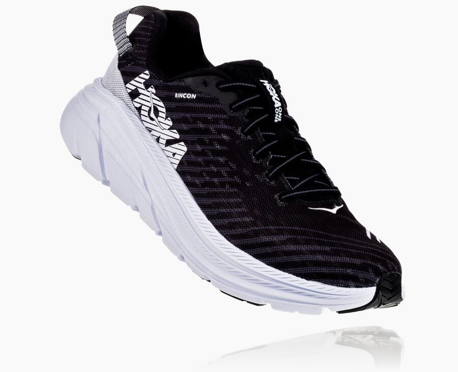 Running Shoes Mens - Hoka One One Rincon - Black/White - GTXDQES-82